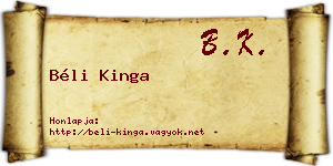 Béli Kinga névjegykártya